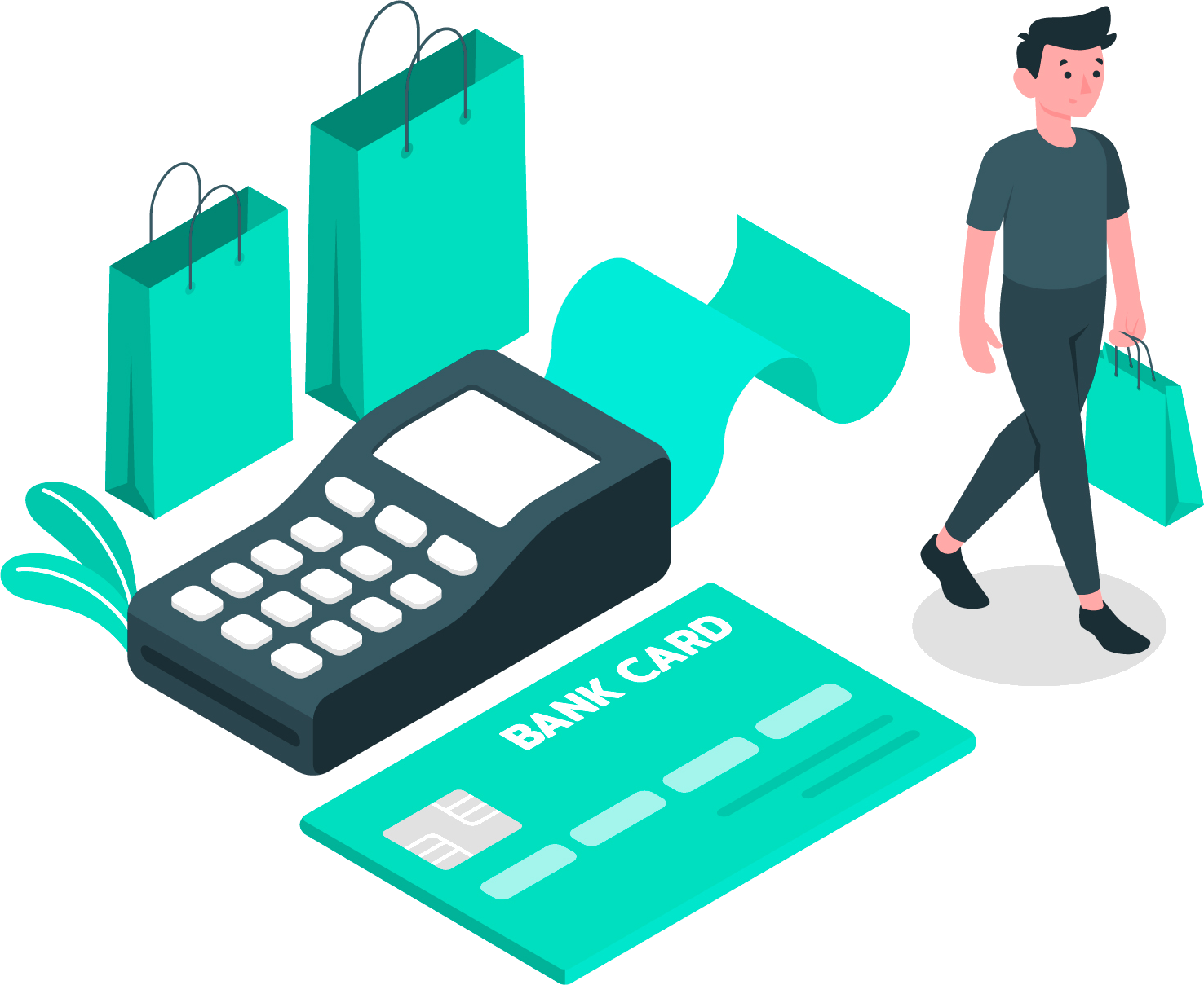 Ilustración de compras y medios de pago